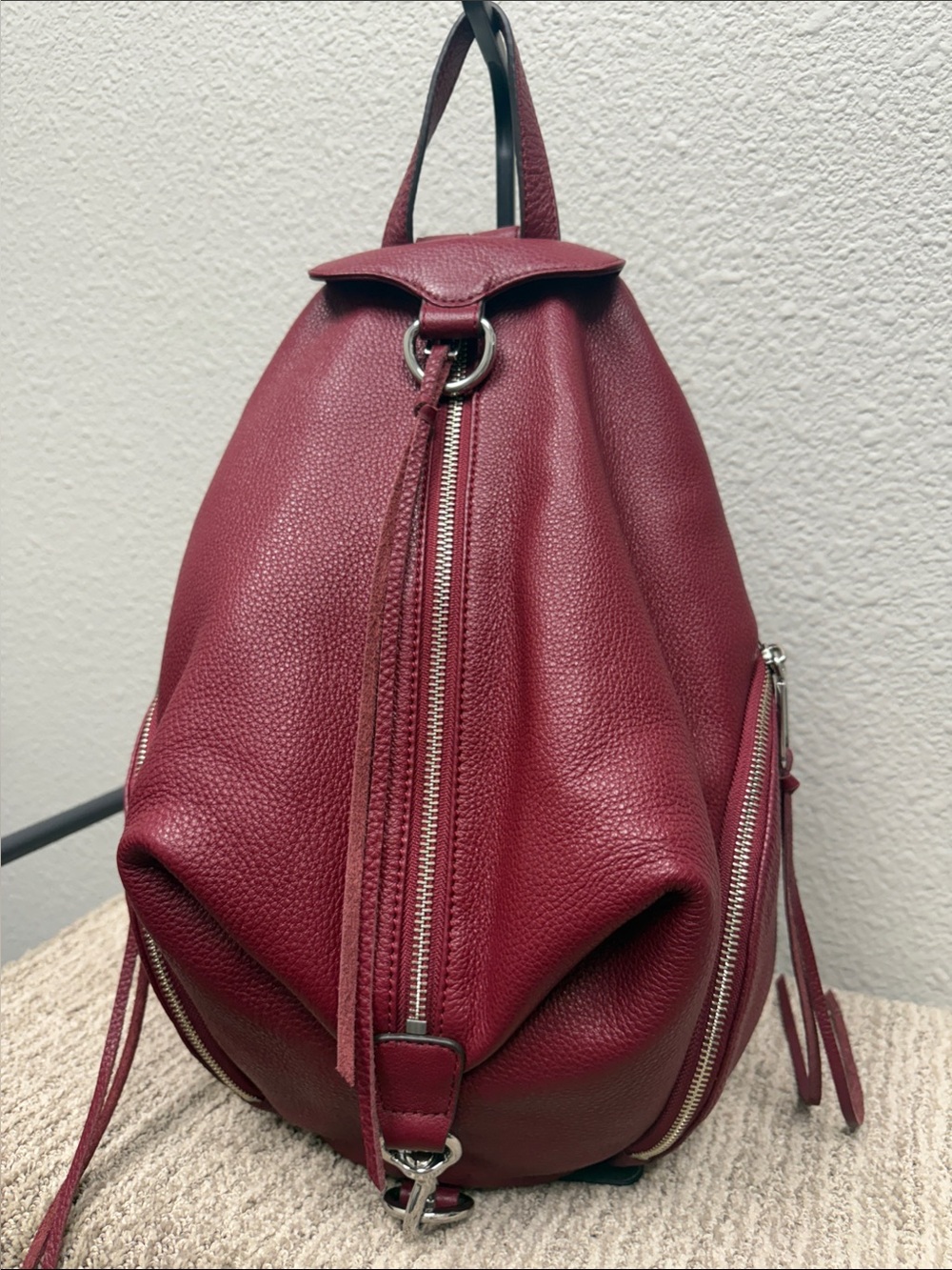 Rebecca Minkoff Burgundy Pebbled Leather Backpack